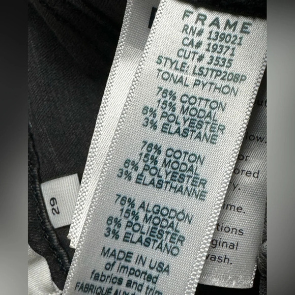 FRAME - Le Skinny Jeans De Jeanne Tonal Python Size 29 - Picture 8 of 11